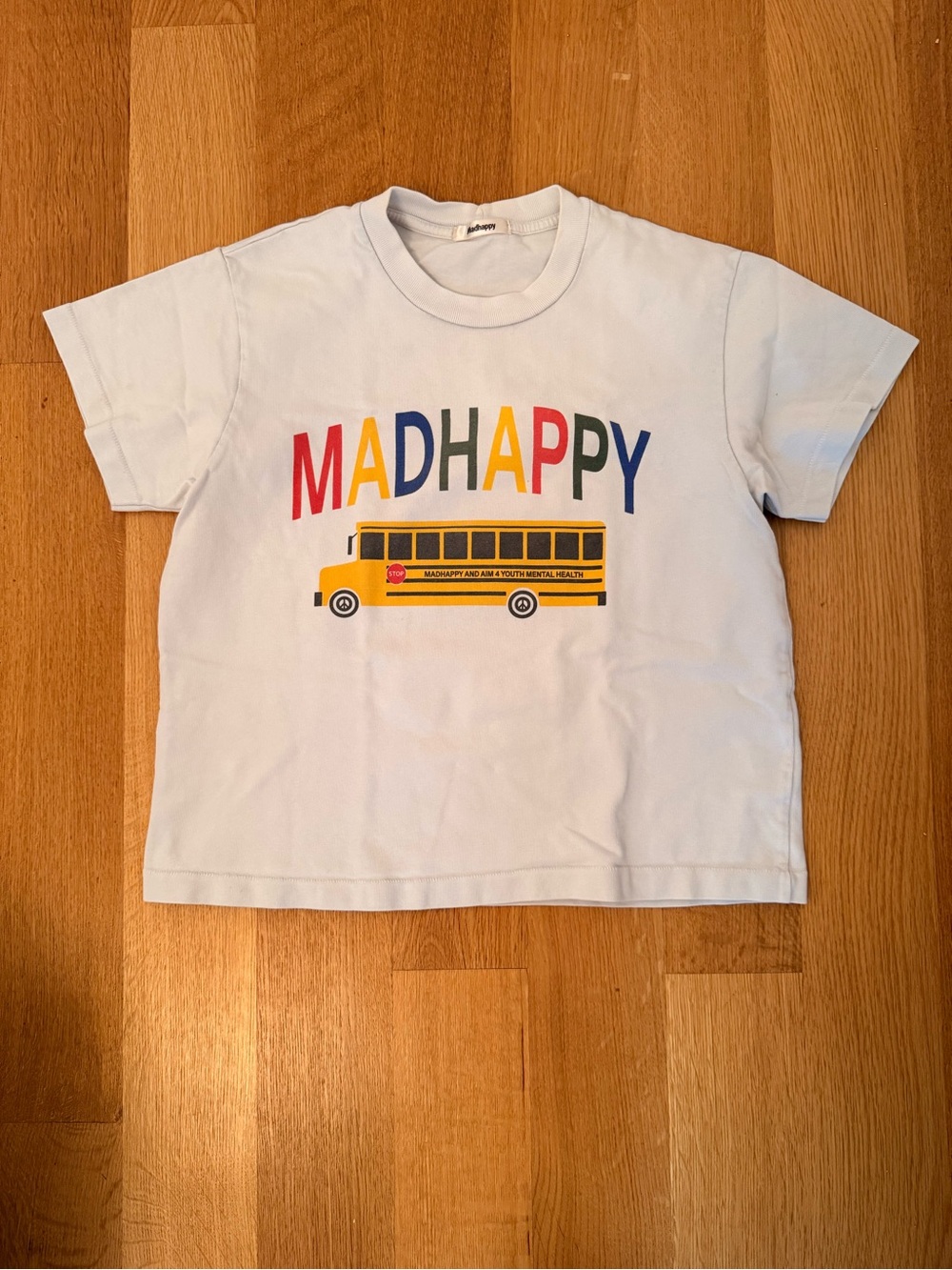 Madhappy Heavyweight Tee White Short-Sleeve Tee with Multicolor Alphabet Print